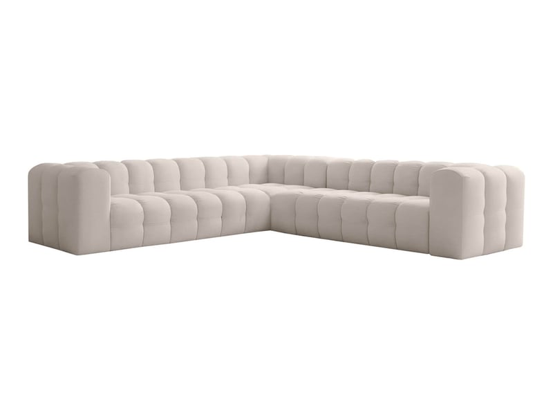 Canapé d'angle réversible miloe 6 places avec accoudoirs en velours - blanc MILOE - Conforama A