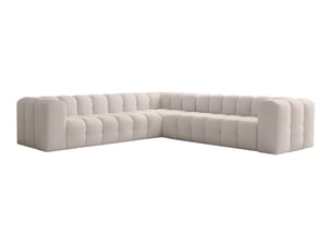 Canapé d'angle réversible fixe LOUNGITUDE MILOE 6 places Velours Blanc
