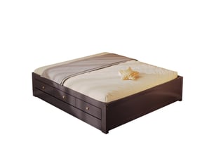 Lit avec rangement 140x200 cm <strong>MODERNLUXE</strong> <strong></strong> coloris marron