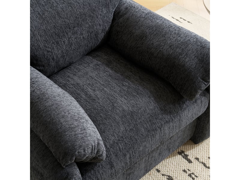  Fauteuil 96x82x84 cm, fauteuil de détente, canapé une place, accoudoirs confortables, mousse+tissu chenille, gris  - Conforama R