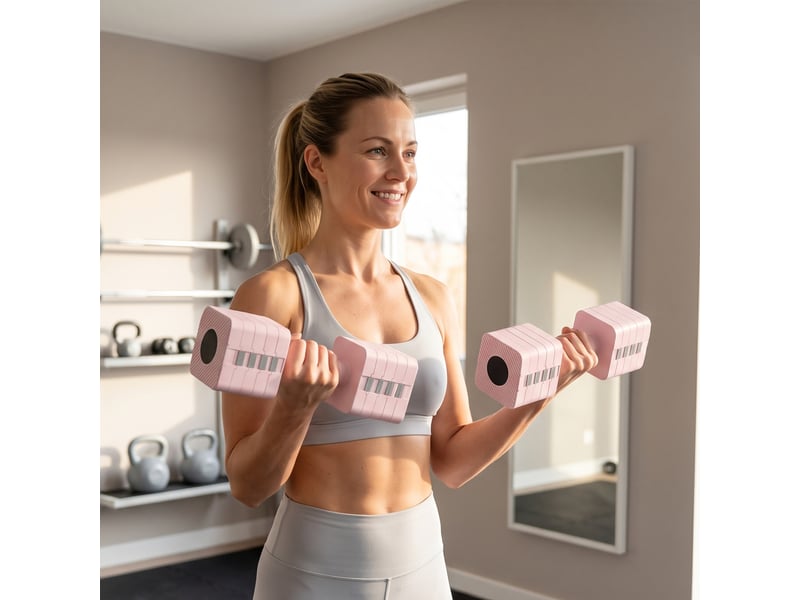  Haltères de 10 kg avec poignée antidérapante et forme carrée pour l'entraînement à domicile - rose  - Conforama C