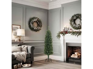 Sapin de noël artificiel, arbre de noël mince avec support vert 120 cm pvc shl5922