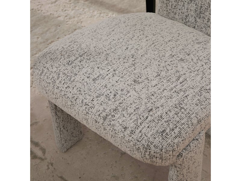  Lot de 2 chaises de salle à manger en tissu chenille blanc et noir W3633P420563 - Conforama E