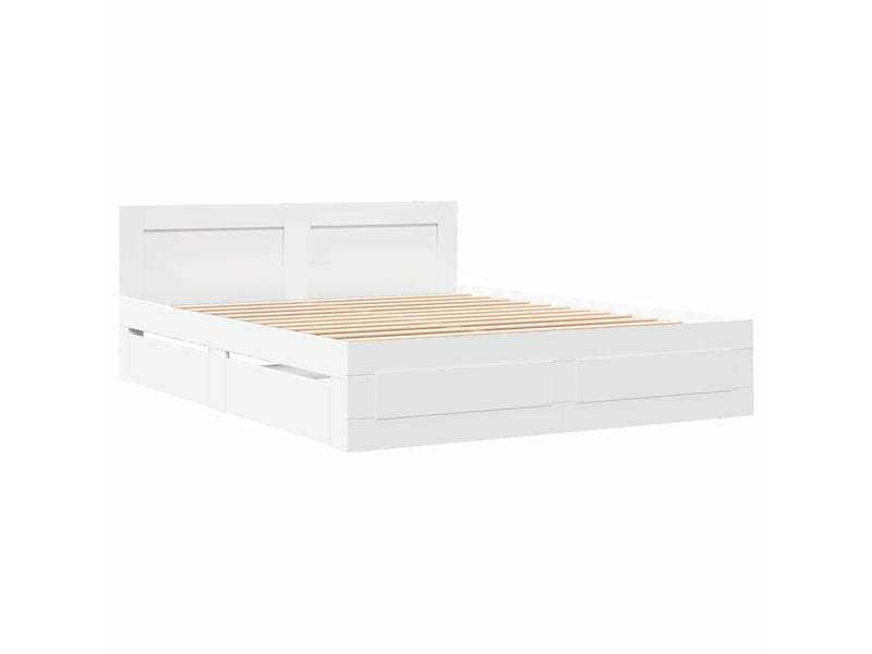 Lit double- lit adulte - cadre de lit avec tiroir blanc 150 x 200 cm bois d'ingénierie - Conforama A