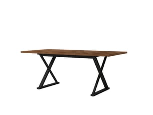 Table à manger 180x90 cm style moderne, 6 à 8 personnes, mdf, métal, noyer et noir
