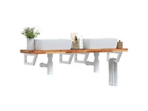 Étagère de vasque | étagère murale acier et bois massif d'acacia shl4754