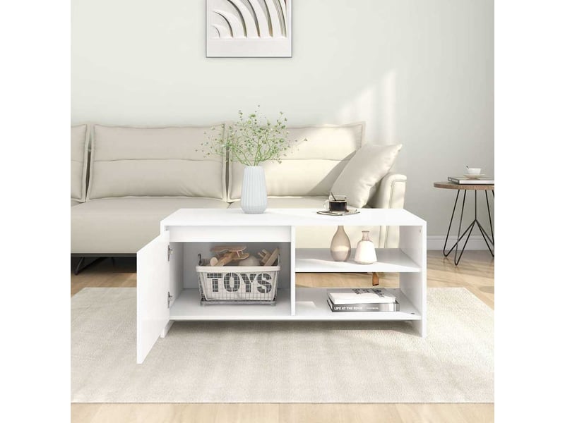  Table basse - table de salon - table à thé blanc 102x50x45 cm bois d'ingénierie  - Conforama C