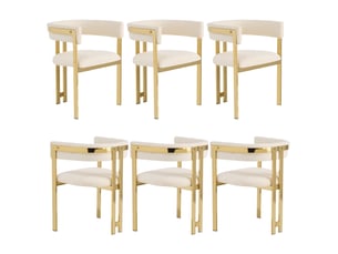 Lot de 6 chaises de salle à manger,60x50x76 cm,chenille,beige et doré
