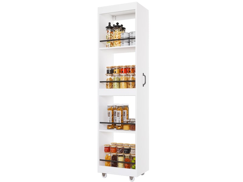 Desserte 40 x 30 x 160,5 cm – blanche – 4 niveaux avec roulettes et barrières de sécurité - Conforama A
