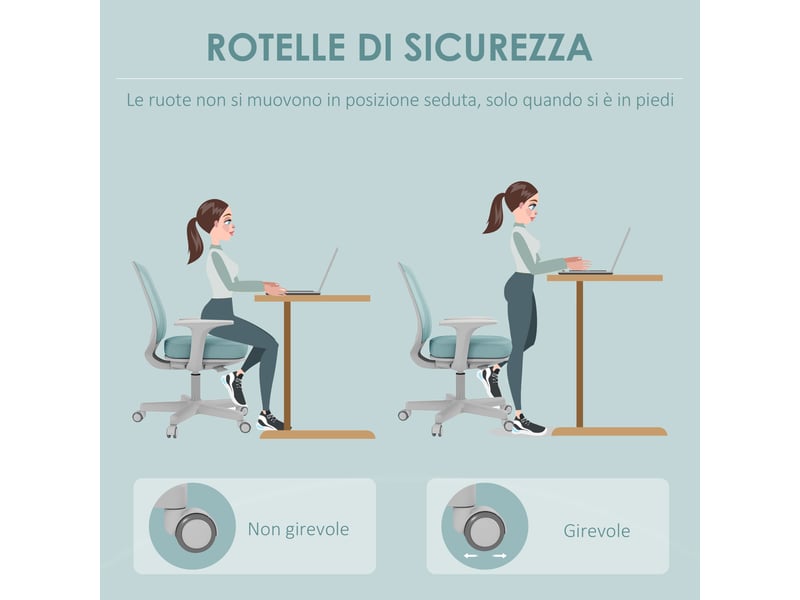 Chaise de bureau ergonomique à hauteur réglable avec dossier respirant, 55 x 48 x 82,5-94,5 cm, vert clair  - Conforama E