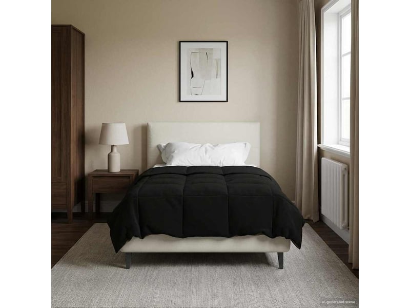  Couette - duvet d'été 140 x 200 cm été microfibre (100% polyester) noir  - Conforama D
