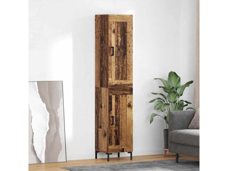 Haut armoire, armoire de rangement bois ancien 34,5x34x180 cm bois d'ingénierie shl3669 - Conforama B