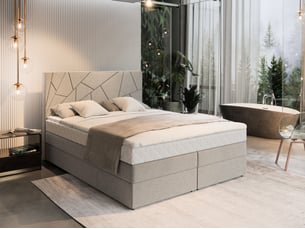 Lit avec rangement 140x200 cm <strong>MASSENO</strong> <strong></strong> coloris beige