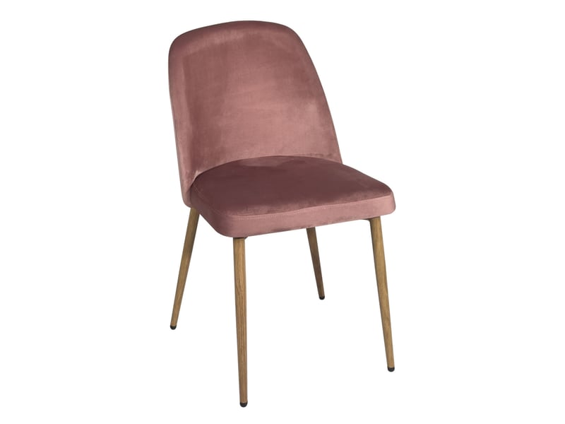  Lot de 2 chaises de salle à manger dima en velours rose avec pieds métal décor bois clair  - Conforama E