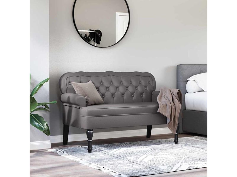 Banc chesterfield, canapé 2 places gris 119,5x64,5x75 cm cuir synthétique  - Conforama C
