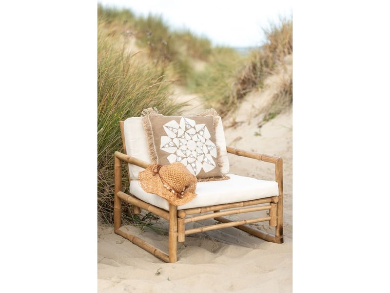  Coussin avec motif fleur en jute naturel l.49cm - coussin d'extérieur  - Conforama B