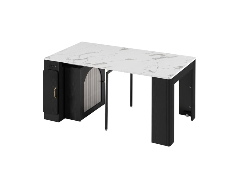  Bar conception d'épissure 80x39,679,6119,6149,6x77 cm 3 plateaux roulettes rangements mdf et verre blanc noir  - Conforama D
