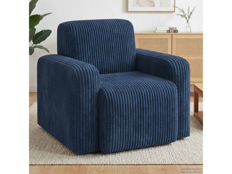  Vidaxl fauteuil bleu marine velours côtelé  - Conforama B