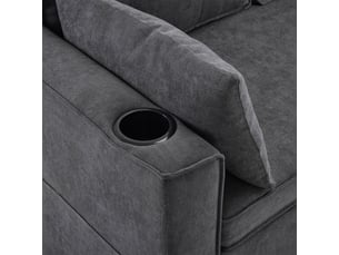 Canapé d'angle convertible canapé-lit réversible canapé 3 places avec coffre de rangement porte-gobelets - gris