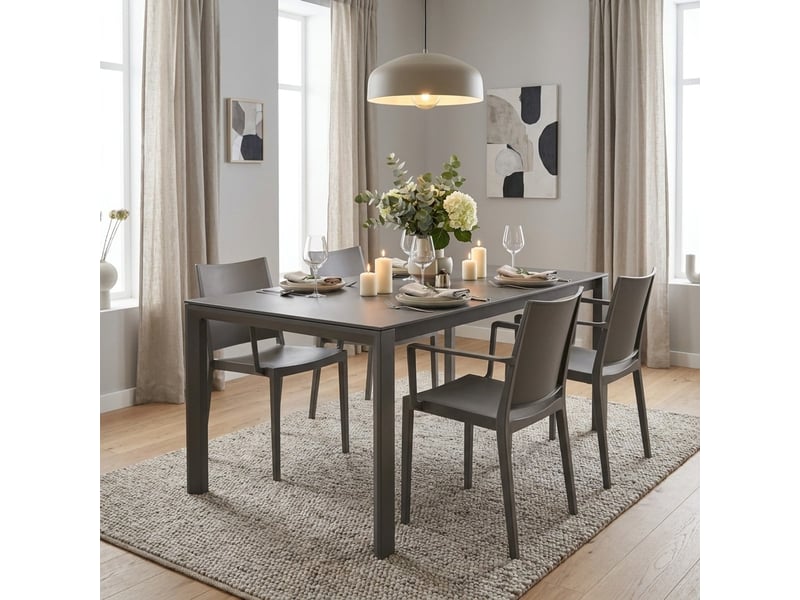  Lot de 2 chaises avec accoudoirs intérieur et extérieur vigo - gris  - Conforama B