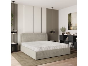 Lit coffre 200x200 cm <strong>MASSENO</strong> <strong></strong> coloris beige