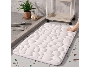Tapis de bain 40*60cm galet absorbant antidérapant blanc surface à séchage rapide toucher agréable reste stable au sol facile