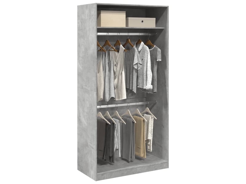  Garde-robe chambre, armoire de rangement gris béton 100x50x200 cm aggloméré  - Conforama B