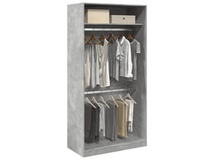 Garde-robe chambre, armoire de rangement gris béton 100x50x200 cm aggloméré