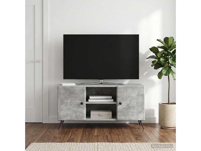  Meuble tv - banc tv - meuble de rangement 102 x 34,5 x 50 cm gris béton bois d'ingénierie  - Conforama D