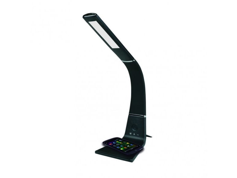  Fabrilamp kodonita lampe de bureau led noirchrome 5 w 400 lm, charge qi, tactile et dimmable 139271009 - Conforama C