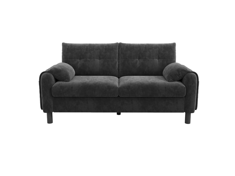  Canapé moderne 2 places 158x80x88,5 cm, accoudoirs et poches de rangement, assise épaisse, revêtement chenille gris  - Conforama A