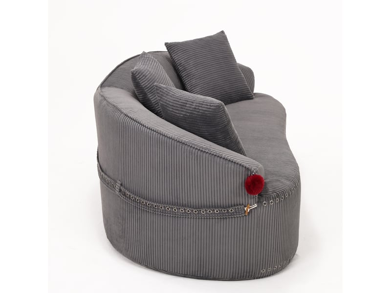  Canapé droit 2 places compressé 163x93x68 cm design chapeau de clown en mousse et velours côtelé couleur gris foncé  - Conforama E