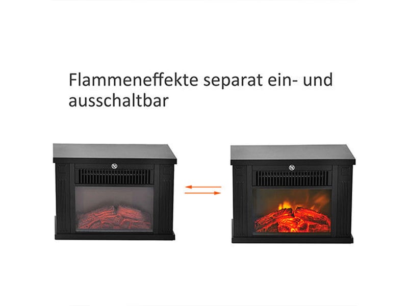  Cheminée électrique avec chauffage, effet flamme led, 600 ou 1200 w, noire  - Conforama R