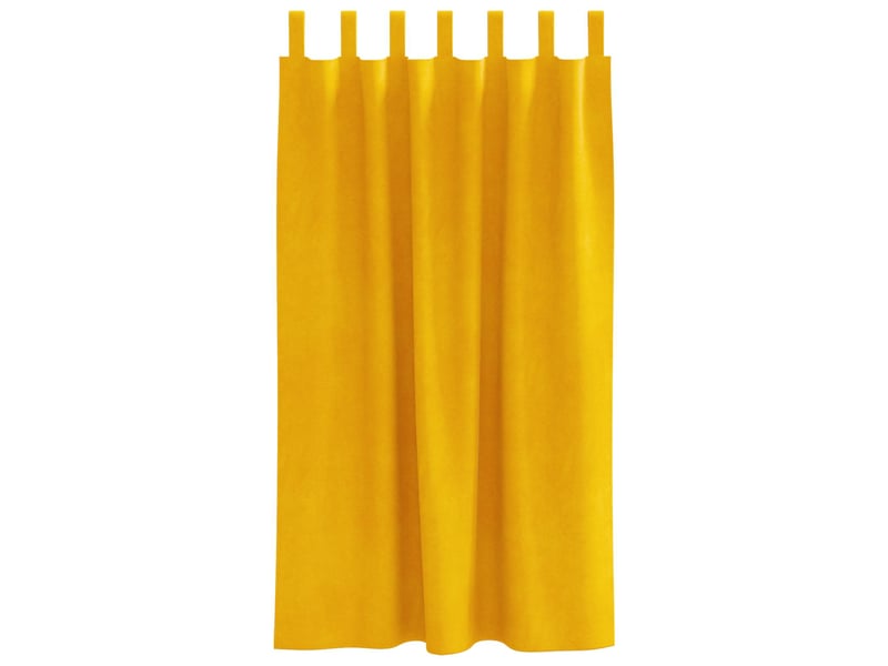 Lot de 2 rideaux, rideaux de fenêtre jaune moutarde 140 x 175 cm velours cf44079 - Conforama D