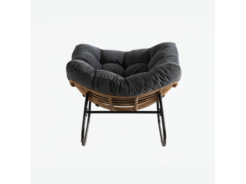  Fauteuil à bascule 95 x 107 x 83 cm noir en chenille, cadre métal, style moderne pour salon et chambre  - Conforama D