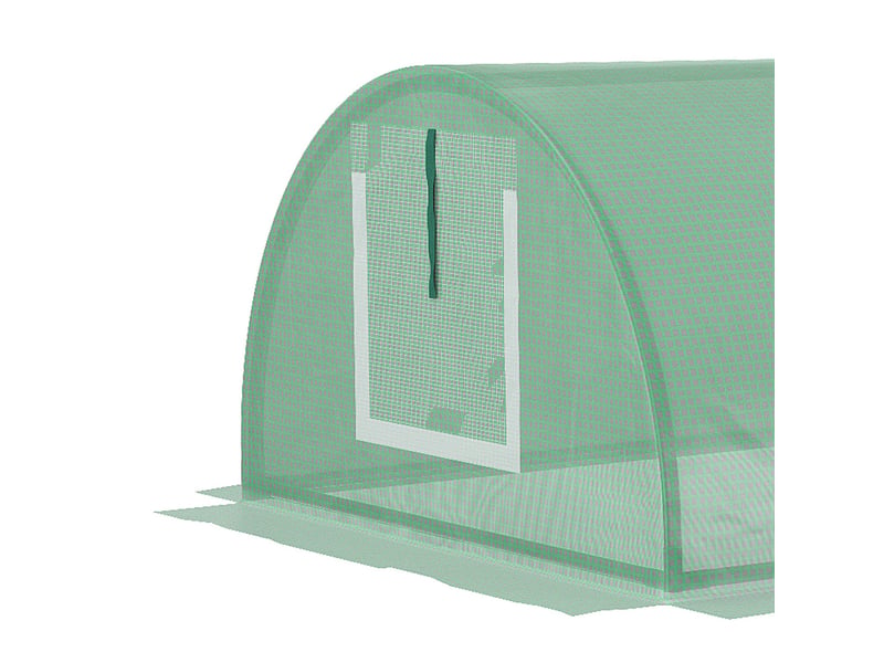  Serre tunnel 300x80x45 cm structure métal film pe anti-uv fenêtres en maille vert  - Conforama C