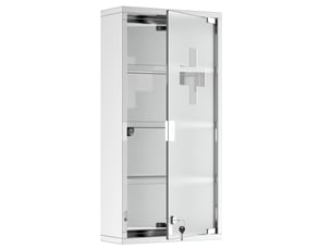 Armoire à pharmacie en inox avec serrure, 30x12x60 cm, meuble de premiers secours