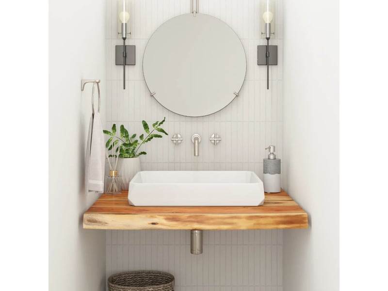  Comptoir de salle de bain, plan de travail 60x60x2,5 cm carré bois massif acacia cf65755  - Conforama B