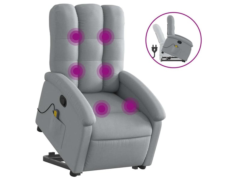  Fauteuil de massage inclinable, fauteuil relax gris clair tissu shl99632  - Conforama A