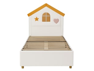 Lit avec rangement 90x200 cm coloris beige