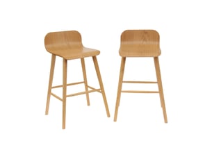 Lot de 2 tabourets de bar scandinave bois d'hévéa 67.5cm naturel - cassia