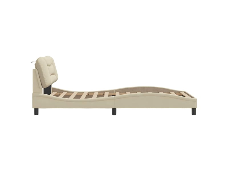  Lit simple- lit adulte -  cadre de lit sans matelas hvar crème 100x200 cm tissu  - Conforama D