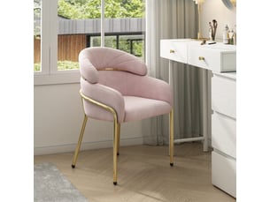 Chaise de salle à manger avec dossier ergonomique - lpospi - pieds en métal, velours, salonchambre - rose