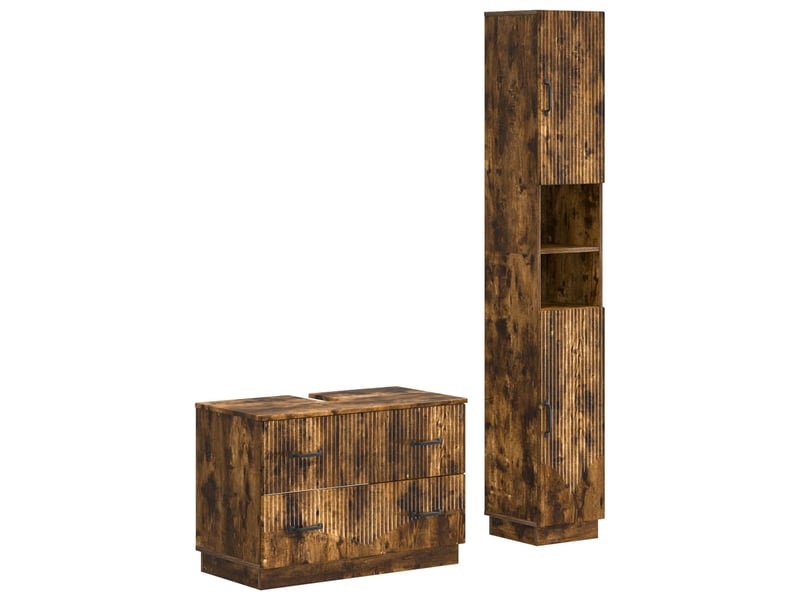  Ensemble de 2 meubles de salle de bain hoorn chêne fumé cf63183  - Conforama A