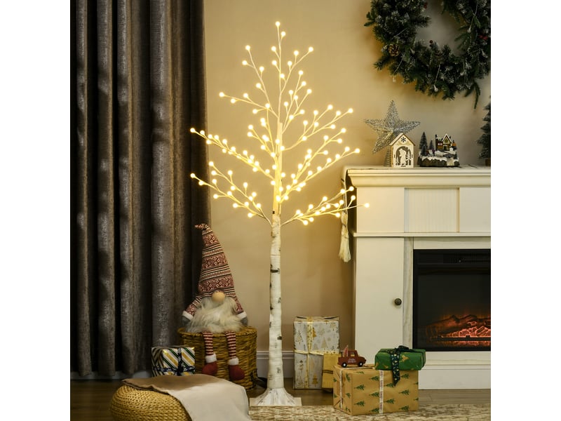  Arbre artificiel blanc avec 120 lumières led, étanchéité ip44, luminosité réglable, décoration intérieure, 20 x 20 x 150 cm.  - Conforama C