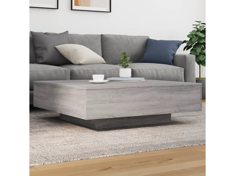 Table basse - table de salon - table à thé avec lumières led sonoma gris 100x100x31 cm - Conforama B