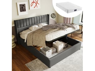 Lit avec rangement 160x200 cm TCQPZ coloris gris