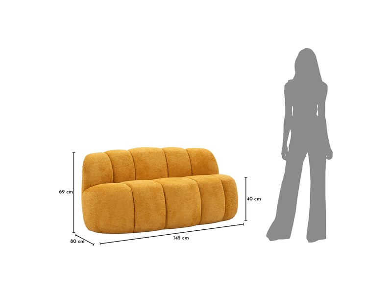  Canapé fixe 2 places alchi, places assises 2, 82x58x147h cm, jaune moutarde Alchi - Conforama C