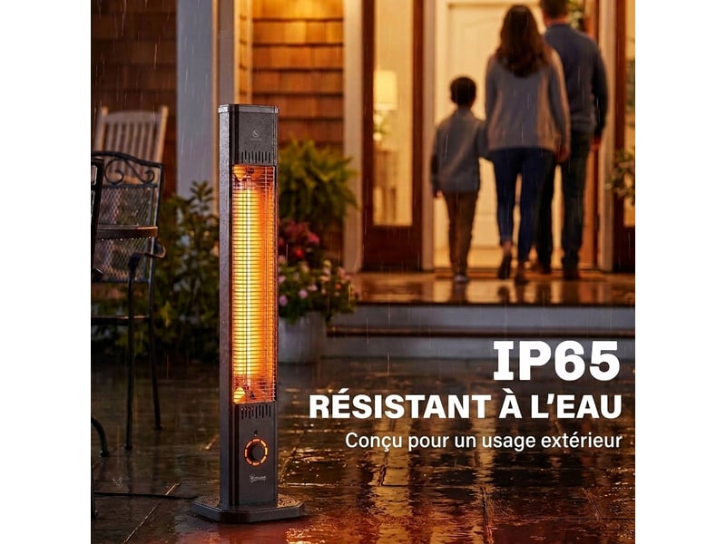 Chauffage infrarot 2000w radiateur extérieur sur pied avec télécommande et minuterie - Conforama C