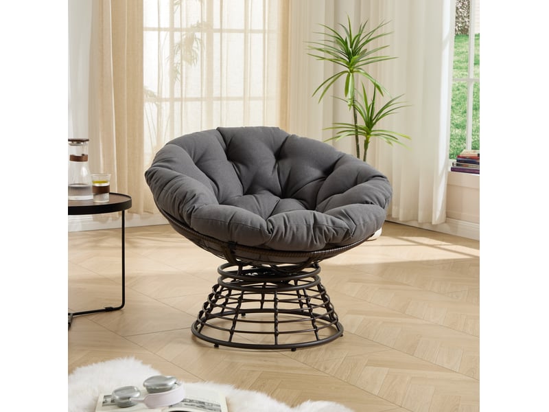  Chaise papasan pivotante 92x67 cm métal gris  - Conforama B